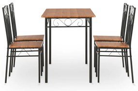 5 részes barna MDF és acél étkezőszett