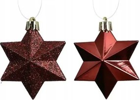 Hungarocell csillag gömbök sötétpiros fényes/matt/csillámos 9cm 12db