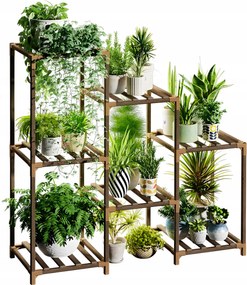 Fa virágtartó állvány, fa virágágyás 7 polcos Nagy
