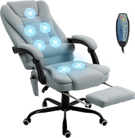 Vinsetto vezetői masszázs irodai szék — Ergonomikus, magasságban állítható dönthető szék vezetékkel vezérelt távirányítóval, kihúzható lábtartóval, 36