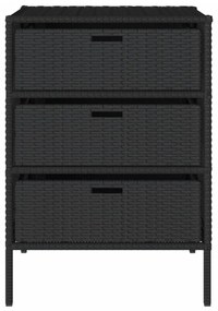 fekete polyrattan kerti tárolószekrény 55 x 59 x 80 cm