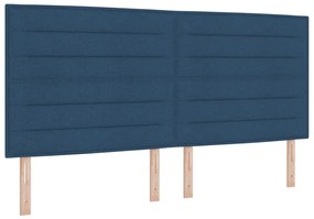 vidaXL Boxspring ágy matraccal és LED világítással, kék szövet, 200x200 cm