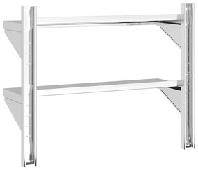 2 szintes ezüst rozsdamentes acél fali polc 75 x 23,5 x 60 cm