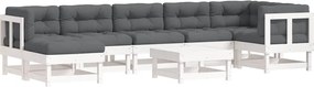 vidaXL 8 részes fehér tömör fa kerti ülőgarnitúra párnával