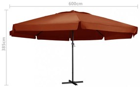 terrakotta kültéri napernyő alumíniumrúddal 600 cm