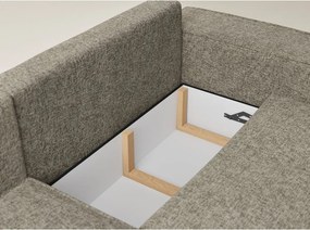 Barna zsenília kinyitható-tárolóhelyes sarokkanapé (bal oldali-L alakú) Tonga – Maison de Rêve