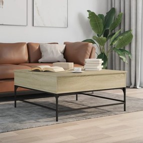 Sonoma tölgy szerelt fa és fém dohányzóasztal 95 x 95 x 45 cm