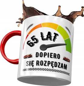 Piros Bögre Születésnapra 65 65-es 65-ös Ajándék Nyomtatott Fotóval