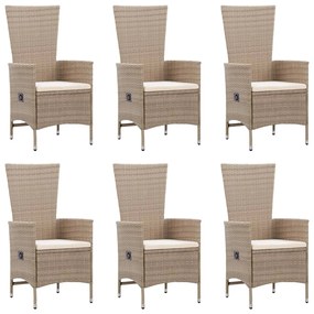7 részes bézs polyrattan kerti étkezőgarnitúra