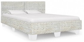 szürke természetes rattan ágykeret 160 x 200 cm