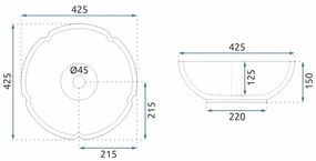 REA-U5666 - VIVIEN ráültethető mosdó Ø 42,5 cm, kerámia/ornamentális minta