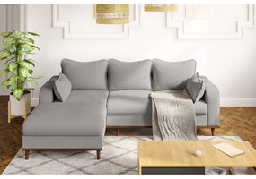 Világosszürke kordbársony sarokkanapé (bal oldali) Beata – Ropez