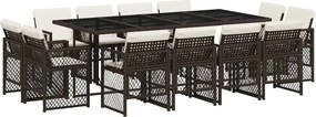 vidaXL 13 részes barna polyrattan kerti ülőgarnitúra párnákkal