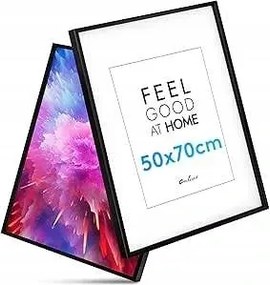 Kép- és poszterkeret 50x70 cm 2 db fekete fa plexi