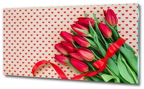 Egyedi üvegkép Tulipánok szívek osh-104956051