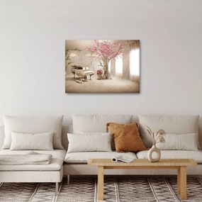 Kép - Álmodozó belső tér zongorával (70x50 cm)