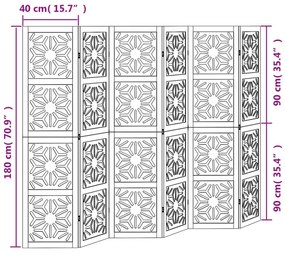 5 paneles barna és fekete tömör császárfa térelválasztó