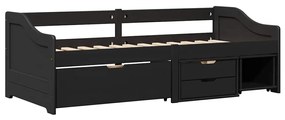 Napozóágy 3 fiókkal matrac nélkül IRUN Fekete 90x200 cm