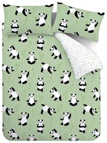 Zöld kétszemélyes gyerek ágyneműhuzat 200x200 cm Panda Paws – Catherine Lansfield