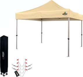 Összecsukható Kerti Pavilon 3x3 m | Prémium UV/PVC Védelem | Masszív BRIMO Vázszerkezet | Gyors Összeszerelés Szerszám Nélkül - falak nélkül - Bézs