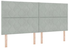 LED Fejtámla Gyémánt Blokk Minta Világosszürke 200 cm Bársony