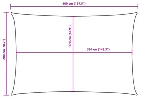 narancssárga téglalap alakú oxford-szövet napvitorla 2 x 4 m