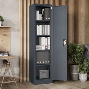 ALEX irodai irattároló fémszekrény, 450 x 1850 x 400 mm, antracit