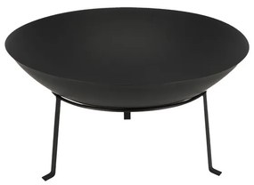 Fém tűzrakó tál állvánnyal, fekete, 59 cm átmérőjű