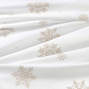 Goldea karácsonyi kör alakú pamut terítő - hópelyhek fehéren Ø 100 cm
