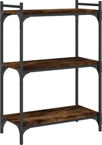 vidaXL 3 szintes füstös tölgy színű szerelt fa könyvespolc 60x30x86 cm