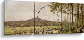 Kép - French 19th Century, Race Course at Longchamps, reprodukciók (órával) (90x30 cm)
