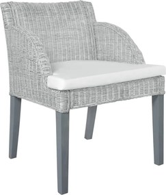 vidaXL szürke természetes rattan étkezőszék párnával
