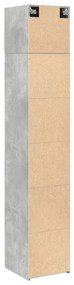 betonszürke szerelt fa vékony tárolószekrény 40 x 42,5 x 225 cm