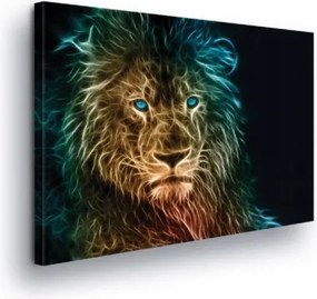 Vászonkép 60x40 Oroszlán király állatok erő energia misztika absztrakt neon