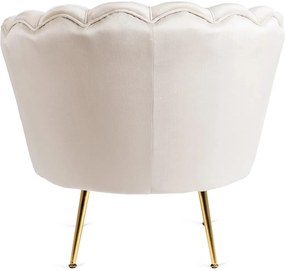 Elegáns Fotel Krém Bársony Kárpittal, Aranyszínű Lábakkal. ANGEL