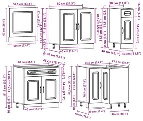 vidaXL 11 darabos konyhaszekrény készlet régi fából készült műfa