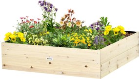 Outsunny Emelt Kertágyás Fa, Kertész Ágyás Növényekhez, Zöldségekhez és Fűszerekhez, 117x117x30cm | Aosom