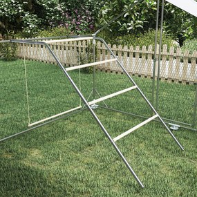 PawHut fából készült tyúk játékpark ülőfákkal, állítható hintával és játszókerettel 4–6 tyúknak, ezüst | Aosom