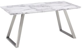 Modern ebédlőasztal márvány asztallappal fehér