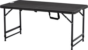 Outsunny Összecsukható Kültéri Asztal Műanyag 118 x 60 x 74 cm Időjárásálló Összecsukható Asztal, Csúszásmentes Büfé Asztal Kemping Asztal Balkon Aszt