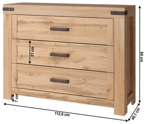 MORATIZ 3S komód, wotan korszak