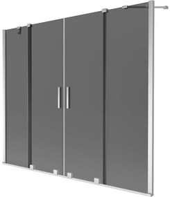 Mexen Velar Duo, 2 szárnyas eltolható kádparaván 180 x 150 cm, 8mm szürke üveg, króm, 896-180-000-42-01