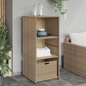 bézs polyrattan kerti tárolószekrény 50 x 55 x 115 cm