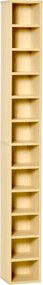 HOMCOM CD- és DVD-tároló, oszlopos tárolószekrény, 12 rekeszes tárolóegység, max. kapacitás 204 CD, 21 x 20 x 175 cm, természetes fa | Aosom