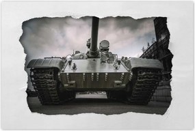 Poszterek 60x40 Régi tank a háttérben törmelék