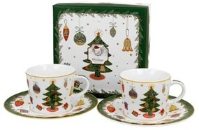 Porceláncsésze+alj, 90ml, 2 személyes, dobozban, Around Christmas Tree