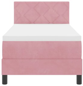 vidaXL Boxspring Ágy Mattal és LED Világítással Rózsaszín 80x200 cm Bársonyos