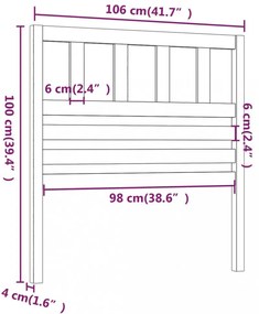 mézbarna tömör fenyőfa ágyfejtámla 106 x 4 x 100 cm