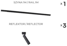 Zuma Line 3558 - LULU sínrendszerű irányítható spotlámpa 3xGU10/35W/230V fekete