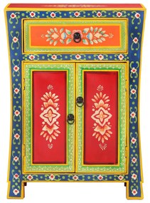 kézzel festett tömör mangófa kisszekrény ajtókkal 53x30x74 cm